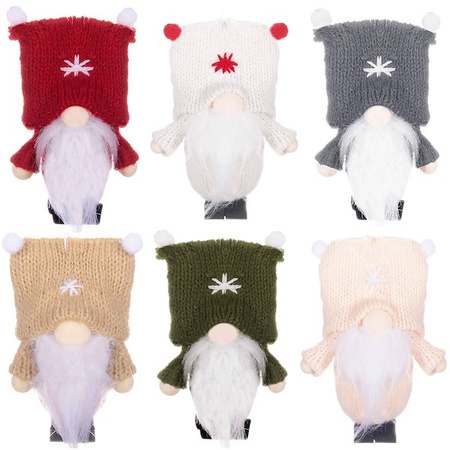 Świąteczne skrzaty 8cm ozdoba świąteczna, krasnal świąteczny, gnom zestaw 6 szt.