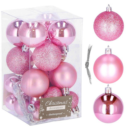 Bombki choinkowe 25 szt. ozdoby świąteczne zestaw różowy