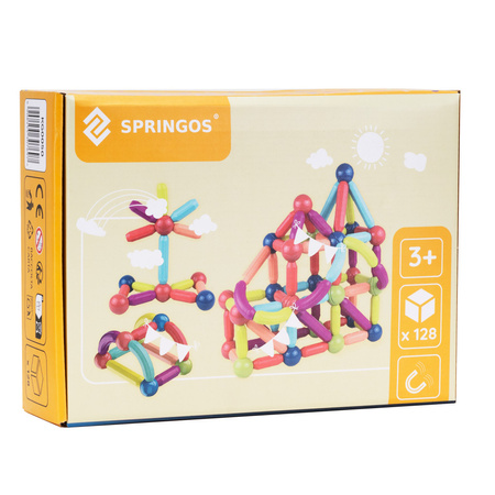 Klocki magnetyczne konstrukcyjne 3D komplet 128 szt. patyczki i kulki