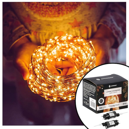 Lampki choinkowe 300 led druciki na prąd biały ciepły