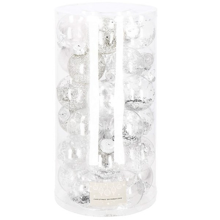 Bombki choinkowe przeźroczyste 30 szt. srebrny, złoty 7cm zestaw choinkowy