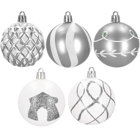 Bombki choinkowe 30 szt. srebrny 6 cm zestaw choinkowy