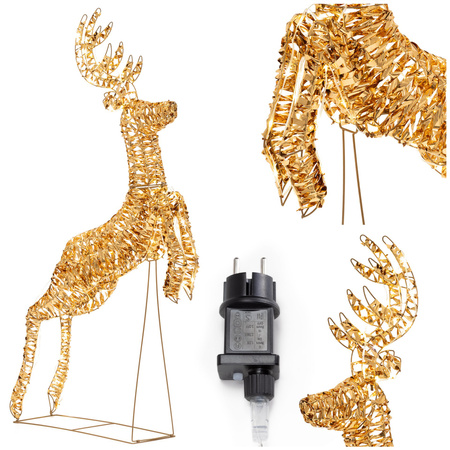 Renifer świecący 120 LED świąteczny dekoracja do ogrodu biały ciepły