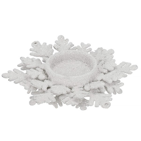 Świecznik świąteczny postawka na świeczkę tealight brokatowa srebrna