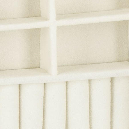 Kufer, szkatułka na biżuterię 10x10x5 cm kremowy z przegródkami ekoskóra