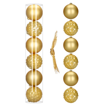 Złote bombki choinkowe 15 cm 6 szt. zestaw ozdoby choinkowe matowe i geometryczne