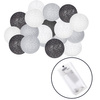 Cotton balls 20 led lampki dekoracyjne 6cm girlanda na baterie szaro-białe