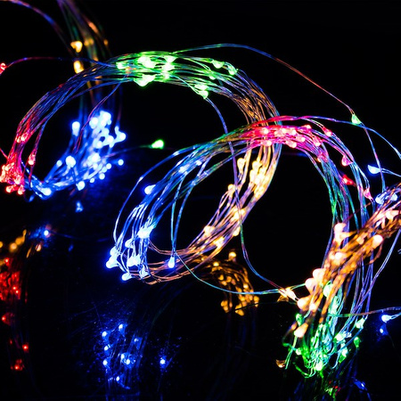 Lampki choinkowe 300 LED na prąd włosy anioła multikolor