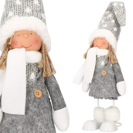 Laleczka 37 cm ozdoba świąteczna, figurka świąteczna, gnom szary