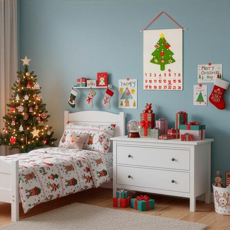 Kalendarz adwentowy na ścianę z 24 okienkami, ozdobami na choinkę, dekoracja świąteczna