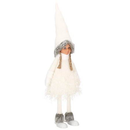 Laleczka z warkoczami 56 cm ozdoba świąteczna, figurka świąteczna, gnom biały