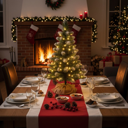 Choinka sztuczna mała 60 cm sosna ośnieżona z jutą mini drzewko świateczne na stolik
