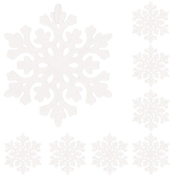 Zawieszki świateczne 8 szt. śnieżynki brokatowe 8 cm białe