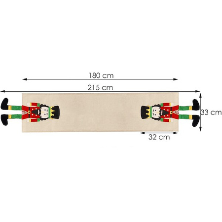 Bieżnik na stół 180x33cm obrus świąteczny z dziadkiem do orzechów beżowy