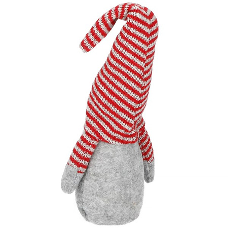 Skrzat 30cm ozdoba świąteczna, krasnal świąteczny, gnom w paski szary