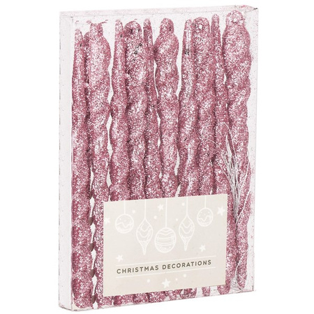 Zawieszka na choinkę sopel 10 szt. akrylowa, ozdoba świąteczna 12 cm różowy