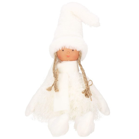 Laleczka 34 cm ozdoba świąteczna, figurka świąteczna, gnom biały