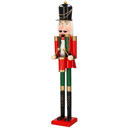Dziadek do orzechów 120 cm drewniany żołnierzyk z bębenkiem, figurka świąteczna