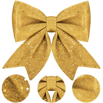 Kokardka świąteczna na choinkę 30 cm brokatowa zawieszka choinkowa złota