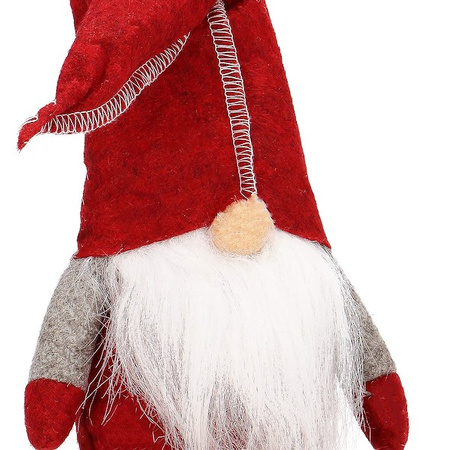 Skrzat 50cm ozdoba świąteczna, siedzący krasnal świąteczny, gnom czerwony