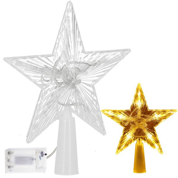 Czubek na choinkę świecąca gwiazda 10 Led szpic ciepły biały