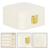 Kufer, szkatułka na biżuterię 10x10x5 cm kremowy z przegródkami ekoskóra 