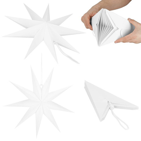 Gwiazda świąteczna papierowa 3d 60 cm zawieszka choinkowa biała