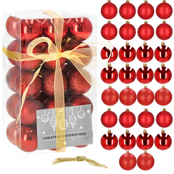 Bombki choinkowe 4 cm na choinkę 30 szt. czerwone