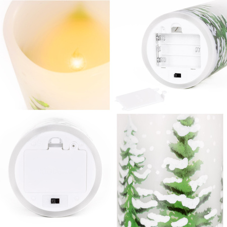 Świeca LED na baterie do stroików, dekoracyjna zestaw 3 szt. świąteczny wzór