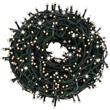 Kurtyna świetlna 300 led girlanda, lampki zewnętrzne sople ciepły biały + flash