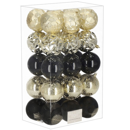 Bombki choinkowe 30 szt. ozdoby świąteczne zestaw 8 cm złote i czarne