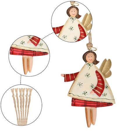 Ozdoba choinkowa metalowa 12 szt. świąteczna zawieszka aniołki zestaw multikolor