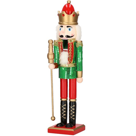 Dziadek do orzechów 50 cm drewniany żołnierzyk z cekinami, figurka świąteczna