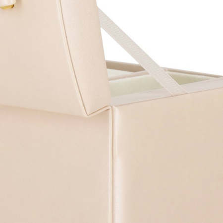 Kufer, szkatułka na biżuterię ekoskóra 17,5x12x13,5 cm jasny różowy z przegródkami