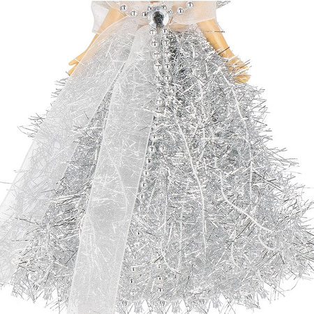 Zawieszka choinkowa aniołek 20cm świąteczna ozdoba srebrny brokat, cekiny