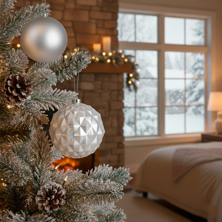Bombki choinkowe, nietłukące 6 szt. dekoracje świąteczne 15 cm srebrne