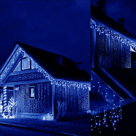 Kurtyna świetlna z pilotem 306 led girlanda, lampki wewnętrzno-zewnętrzne sople niebieski
