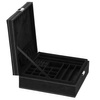 Kuferek, szkatułka na biżuterię 26x26x9 cm czarny, welurowy organizer z przegródkami