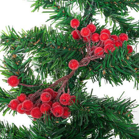 Sztuczna jarzębina ozdobna 100 szt., oszronione gałązki kulki czerwone