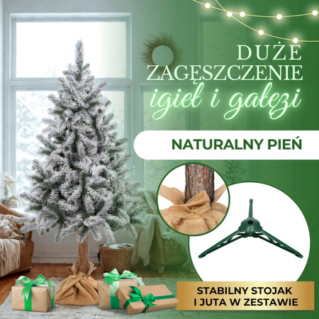 Choinka na pniu 160 cm sztuczna świerk śnieżony