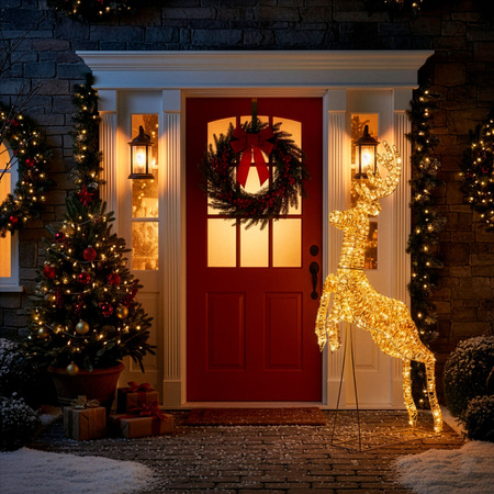 Renifer świecący 120 LED świąteczny dekoracja do ogrodu biały ciepły