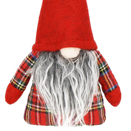 Skrzaty 21 cm 5 szt. ozdoby świąteczne, krasnale zawieszki gnomy w kratkę