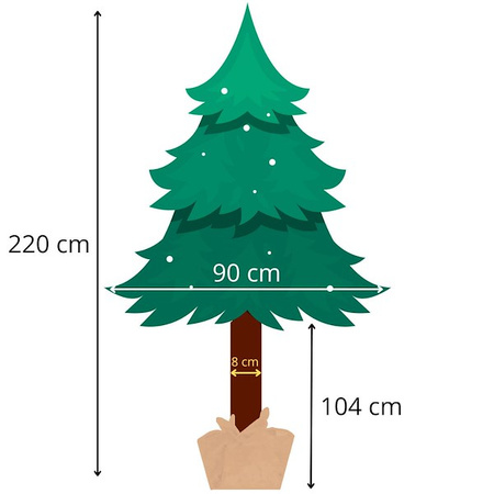Choinka na pniu 220 cm sztuczna sosna drzewko bożonarodzeniowe