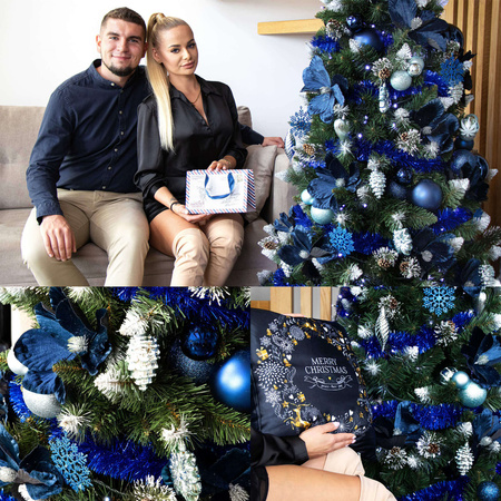 Bombki choinkowe 6 szt. ozdoby świąteczne zestaw 9,5 cm granatowe