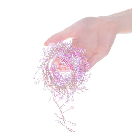 Lampki choinkowe 300 LED druciki różowe