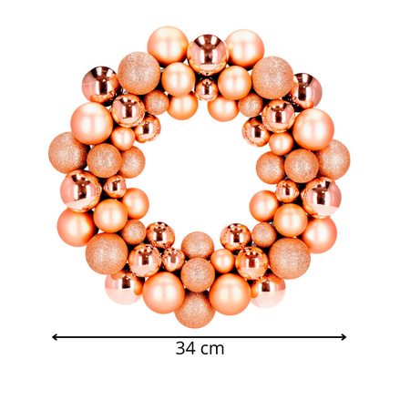Wianek świąteczny z bombek, dekoracyjny wieniec na drzwi 34 cm stroik, złoty