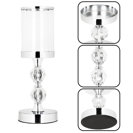 Świeczniki metalowe, dekoracyjne zestaw 3 szt. lampiony na nóżce, srebrne