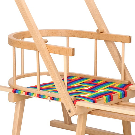 Sanki dla dzieci drewniane z siedziskiem, oparciem i pchaczem