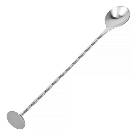 Zestaw barmański 12 elementów z bambusową podstawką do drinków srebrny