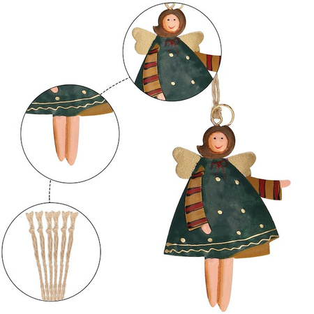 Ozdoba choinkowa metalowa 12 szt. świąteczna zawieszka aniołki zestaw multikolor